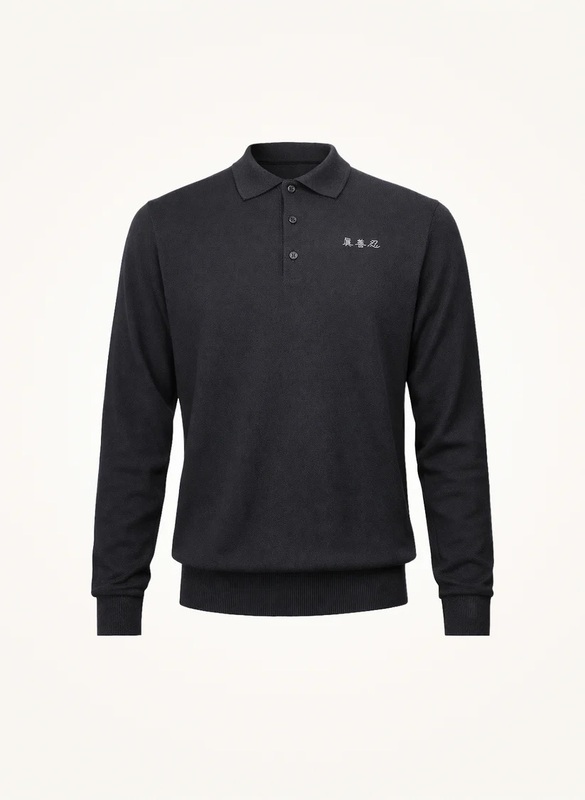 Content m wool polo sweater black 01